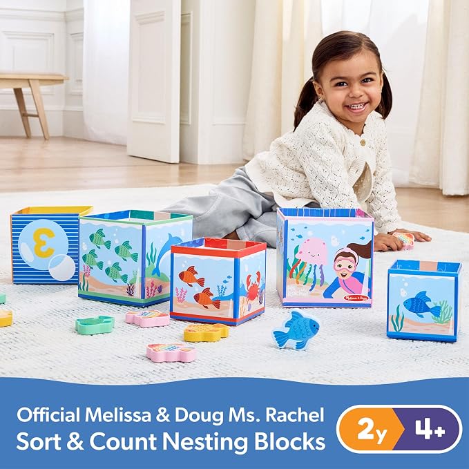 Melissa & Doug Ms. Rachel Sort & Count Nesting Wooden Blocks Toy - Image 8