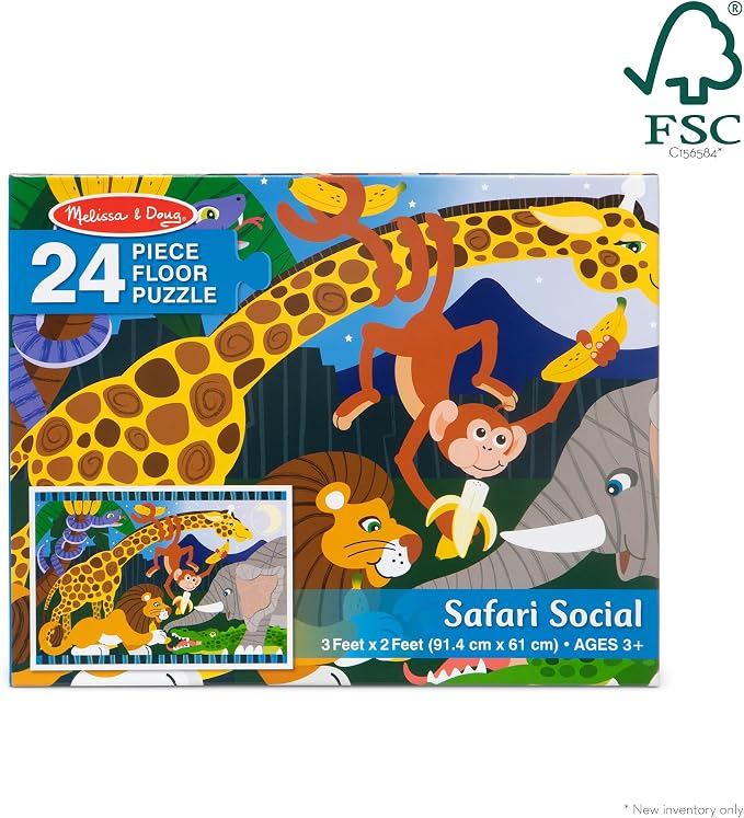 Melissa & Doug Safari Social Jumbo Floor Puzzle (24 Pieces, 2 x 3 Feet), Jigsaw Puzzle for Preschoolers and Kids Ages 3+ - FSC Certified - Image 4
