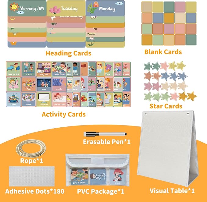 White Visual Schedule for Kids with Autism - 174 Picture Cards - Image 2