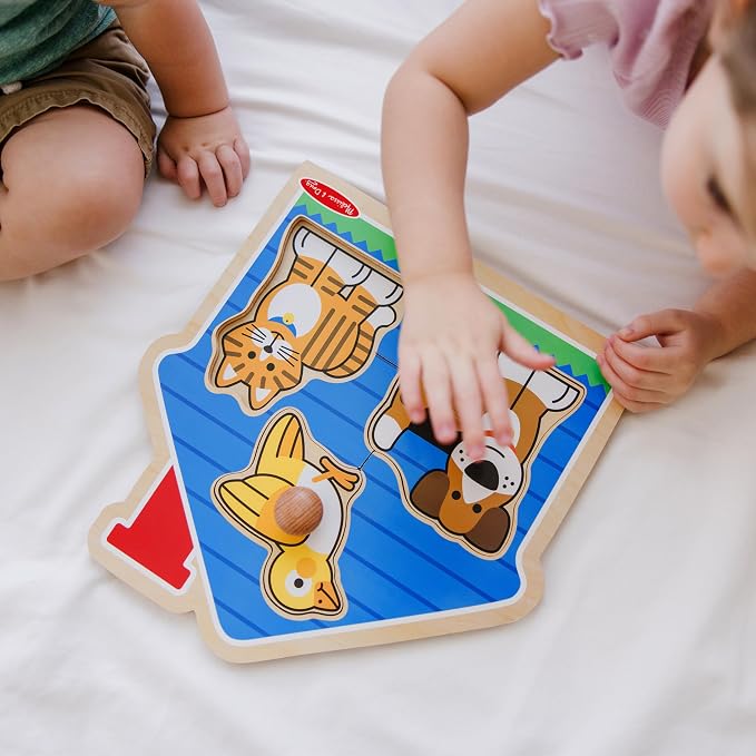 Melissa & Doug Pet Animals Jumbo Knob Puzzle, Wooden Peg Puzzle for Toddlers, Educational Toy for Shape Recognition and Fine Motor Skills, Ages 1+ - Image 7