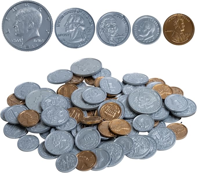 Learning Advantage Play Coin Set, Plastic, Realistic Coins for Pretend Play by LEARNINGADVANTAGE