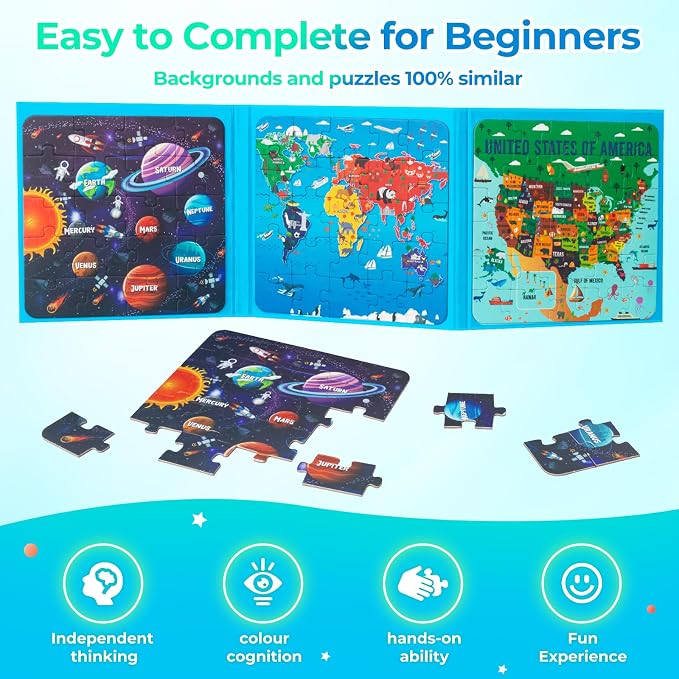 Nattork Magnetic Puzzle Book for Toddlers 3-6 Girls Boys,Map Puzzles Game for Kids Ages 3-6,Learning Magnet with Fun for 3 4 5 6 Years Old Children Boys Girls - Image 4