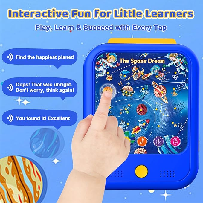Kids Learning Tablet Bilingual, Montessori Educational Learning Toys for Toddlers 2-5 Year Olds, with 2000+ Words and Games, Speech Therapy Autism Toys, 2 3 4 5 Year Old Boy Girl Birthday Gift(Blue)