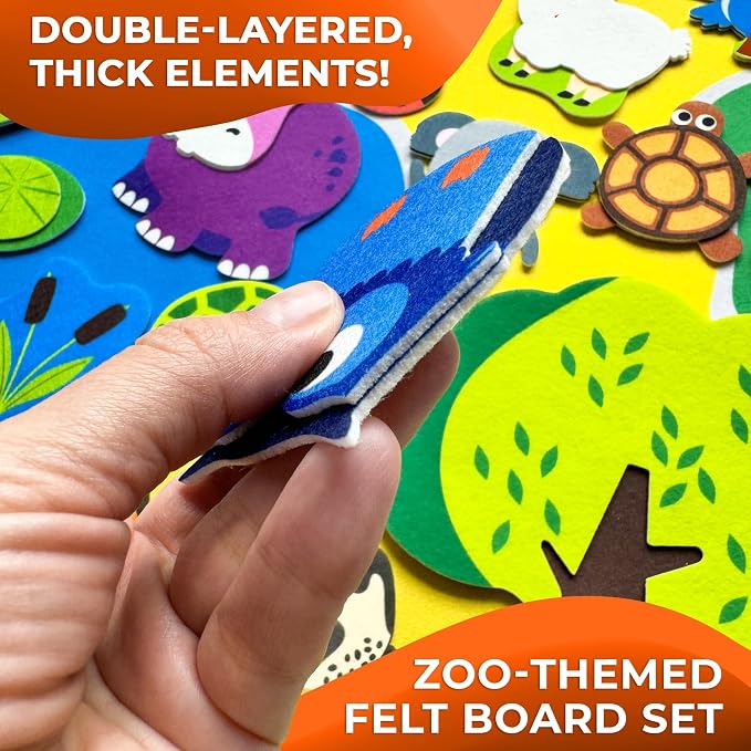 Quokka Zoo Felt Board for Toddlers 51 Pcs - Double-Thick Story Set - Image 2
