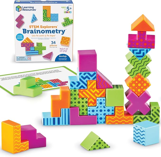 Learning Resources STEM Explorers Brainometry - 3D Puzzle Games for Kids, Kids Travel Games, Brain Teaser Puzzles, Pattern Memory Game, Brain Game Toys, Classroom Toys, 5 Year Old Boy and Girl Gifts by LearningResources