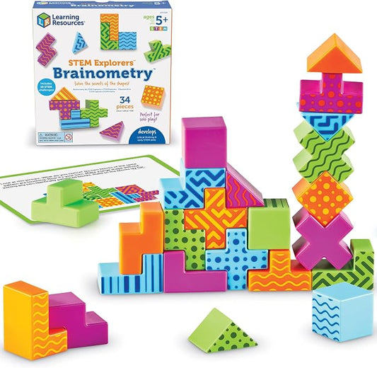Learning Resources STEM Explorers Brainometry - 3D Puzzle Games for Kids, Kids Travel Games, Brain Teaser Puzzles, Pattern Memory Game, Brain Game Toys, Classroom Toys, 5 Year Old Boy and Girl Gifts by LearningResources