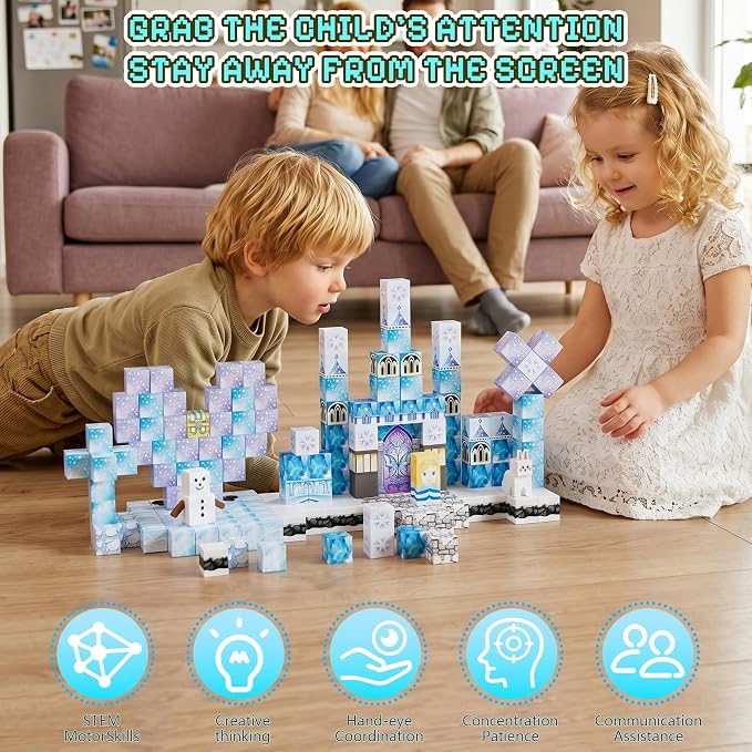 200PCS Magnetic Blocks, Magnetic Building Blocks, 0.78in Magnetic Building - Image 3