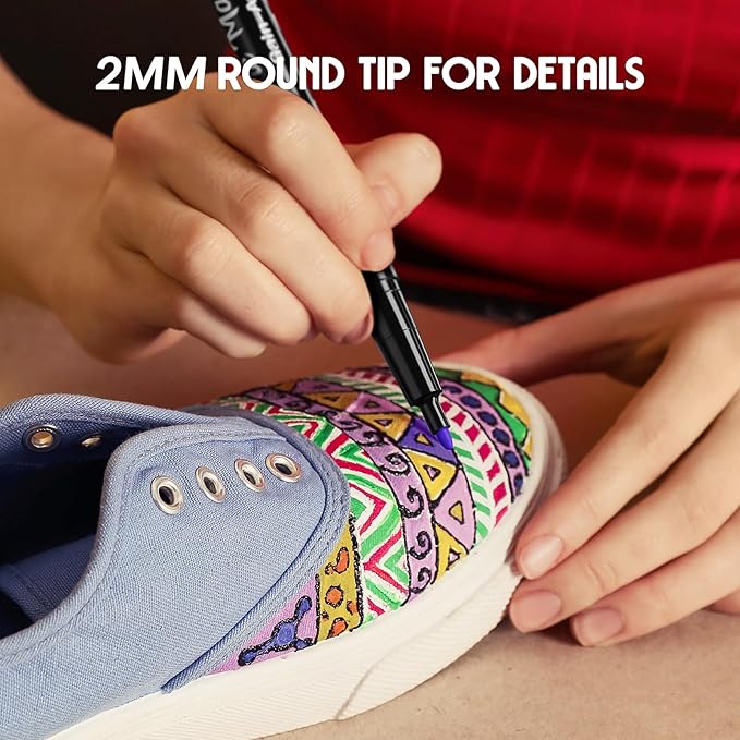 Fabric Markers Permanent for Clothes - 20 PCS Fine Tip Fabric Paint Pens - Non-Toxic Fabric Paint Markers for T-shirts Sneakers Canvas Bags and Textiles