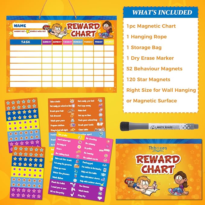 Thboxes 52 Chore Reward Chart for Kids, Cartoon Magnetic Behaviour Board - Image 2