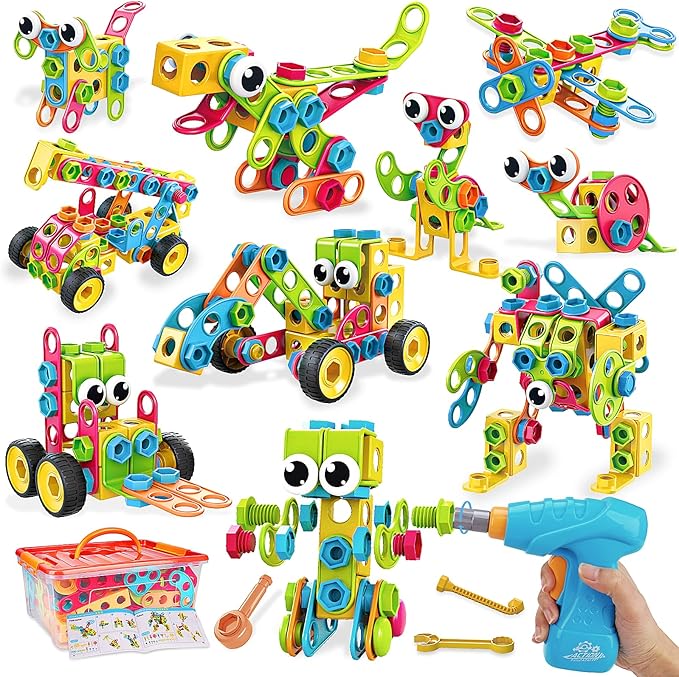 199PCS Building Blocks STEM Toys for 3 4 5 6 7 8+ Year Old Boy Girl Christmas Birthday Gifts Preschool Educational Building Toys for Kids Ages 3-5 4-8 5-7 6-8 Erector Sets Stem Kits Activities Games