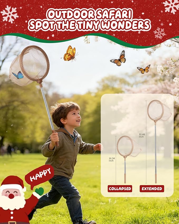 Bug Catcher Kit for Kids Outdoor Explorer Kit with Insect Cage, Observation Box, Magnifying Glass, 8 Toy Bugs, Net & 10 Cards, STEM Educational Toys Gifting for Boys & Girls Ages 3+ - Image 3