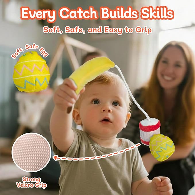 Montessori Toys for 1 2 Year Old, Toddler Egg Fishing Game with Stacking Cups, Soft Farm Learning Toy for Counting, Color Sorting, Fine Motor Skills, Easter Birthday Gift - Image 5