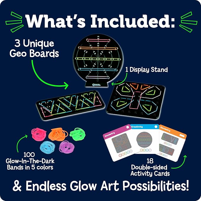 Learning Resources STEM Explorers Geo-Glow Art Kit - Glow in The Dark Toys, Kids Art Display, Homeschool, Fine Motor Skills, Critical Thinking for Kids - Image 6
