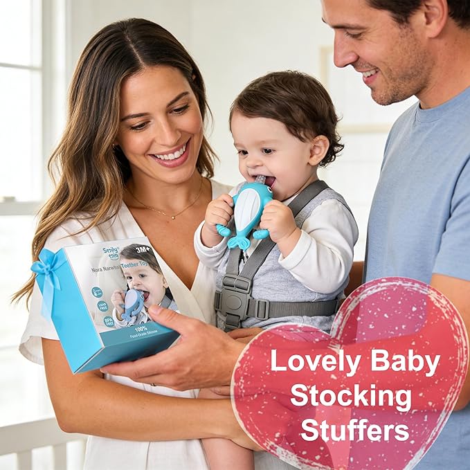 Smily Mia Narwhal Silicone Baby Teething Toys for 3-6 6-12 Months, Teething Relief Toys, Food Grade Silicone Teether Baby Toys, Sensory Toys for Teething Babies, Baby Essential, BPA Free, Blue