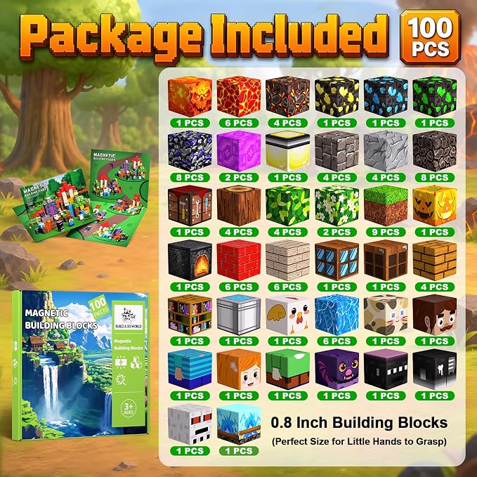 100PCS Magnetic Block, STEM Educational Magnetic Building Cubes - Image 3