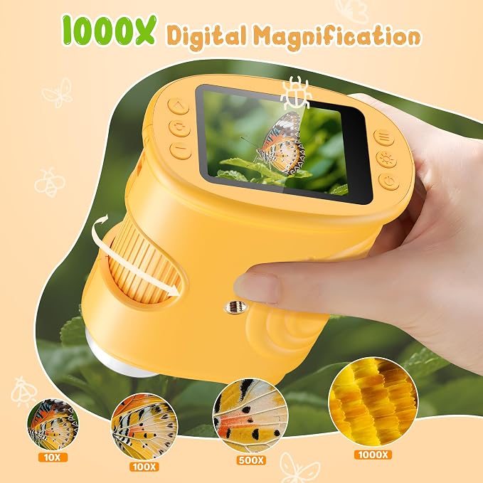 1000X Handheld Digital Microscope for Kids: Pocket Microscope with 2.0" IPS Screen - STEM Toys Birthday Gifts for Girls Boys Child - Portable Edu Science Kits Toddler Age 3-6 6-12 - Image 3