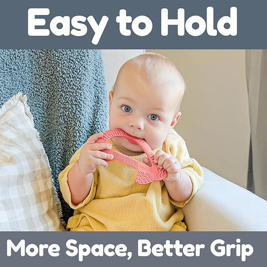 Silicone Baby Teether - Dolphin | 8 Teething Relief Textures, 100% Food-Grade, Easy to Hold & BPA Free Silicone Teethers for Babies, Baby Teething Toys, Soft Chew Toy for Babies Ages 3M+, Baby’s Aid