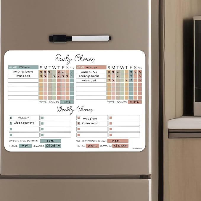 Magnetic Chore Chart for Kids Multiple Kids, Chore Board Adults and Teens by HadleyDesigns