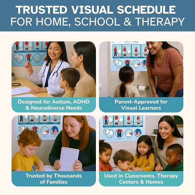 KIARES Potty Training Chart for Toddlers, Visual Bathroom Routine Poster for Kids, Helps Children Gain Independence & Confidence, Toilet Training (Biracial Boy) - Image 8