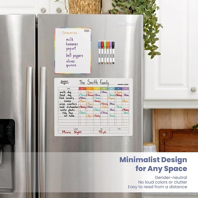 Large Magnetic Chore Chart for Refrigerator, Dry Erase Responsibility Board & Reward Tracker for Kids, Multiple Children, and Adults - Image 8