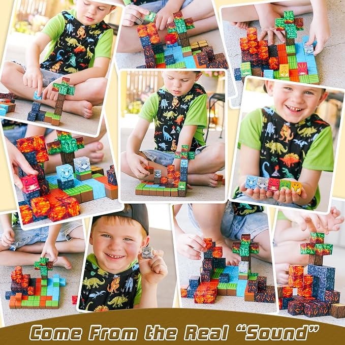 Dinosaur Toys Magnetic Blocks Volcano Edition - STEM Toys for Kids Age 3+ - Image 4