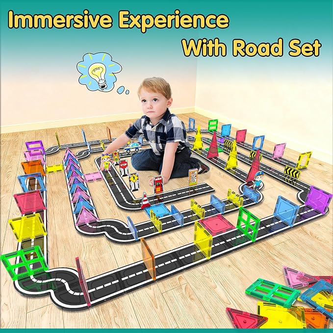 106Pcs Christmas Magnetic Tiles, Magnetic Building Blocks, Preschool Montessori Toys Gift for 3+ Year Old Boys and Girls, Sensory Toys for Kids Aged 3-5 and 4-8, Ideas for Toddler with Autism - Image 8