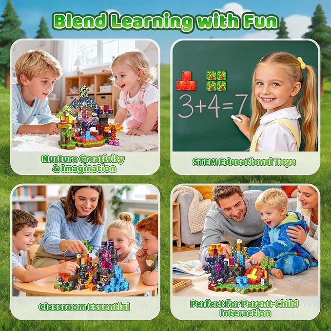 300PCS Magnetic Blocks, STEM Educational Magnet Building Cubes - Image 5
