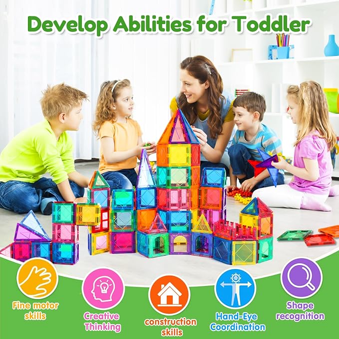 NVHH Magnetic Tiles for Kids Ages 3-5 4-8 Magnetic Blocks Creative Toys - Image 2