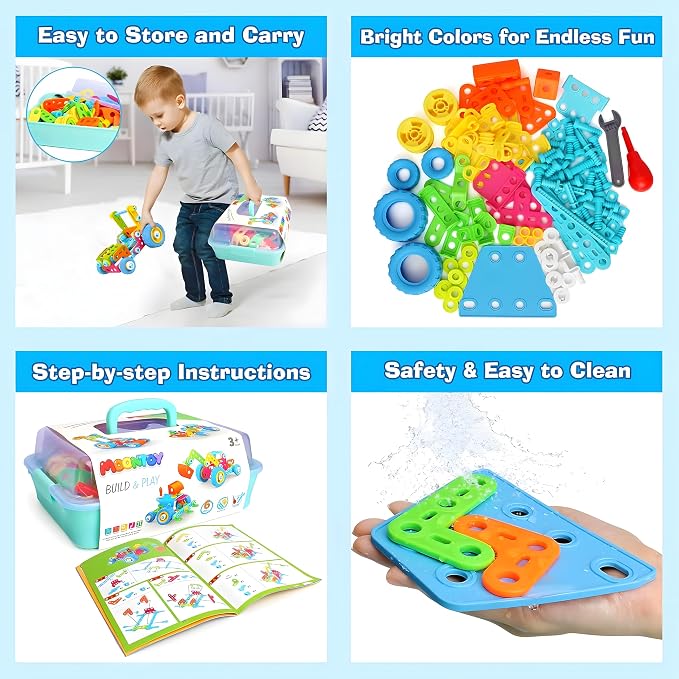 MOONTOY STEM Toys for 3 4 5 6 7 8+ Year Old Boy Birthday Gift, Building Toys for Kid Age 4-8 5-7 6-8 8-12, Preschool Educational Stem Kit Creative Activities for Boys Girls Christmas Idea Gift 118pcs - Image 6