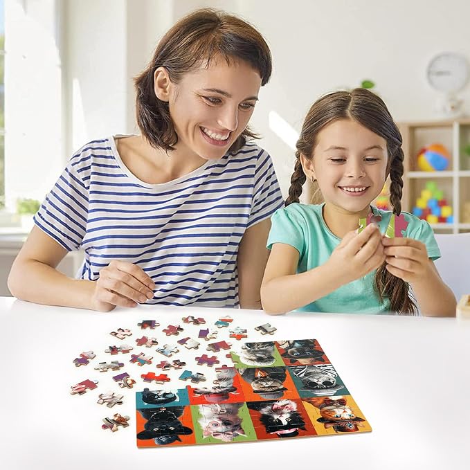 LELEMON Cat Puzzles for Kids Ages 4-8,100 Piece Colorful Kitty Kitten Cats Jigsaw Puzzle for Children,Learning Educational Toys for Boys and Girls - Image 6