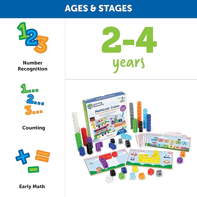 Learning Resources MathLink Cubes Preschool Math Activity Set - Classroom Must Haves, Teacher School Supplies, Toddler Montessori Toys,Building Blocks, Math Manipulatives, Homeschool Games - Image 6