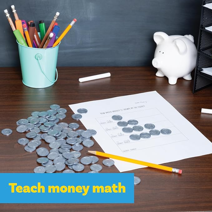 Learning Advantage Play Nickels, 100 Plastic Coins - Image 4