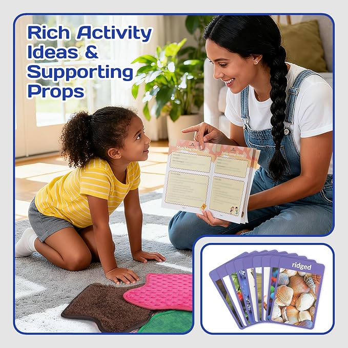 Large Sensory Mats w/Guide & Cards(11''x 9''), Autism Sensory Products, T-Shirt Shaped Sensory Wall Panel for Kids, Ideal Sensory Tile Toys for Classroom/Home/Therapy Room