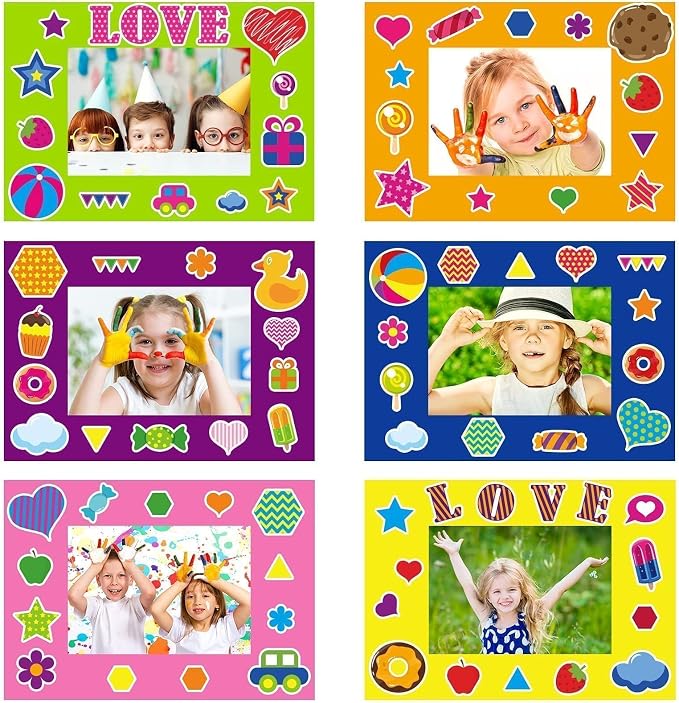 30Packs Picture Frame Crafts Kits for Kids, Summer Spring Colorful Holiday DIY Foam Picture Frames for Christmas Girls Gifts Game Activities Teacher Gifts Preschool Bulletin Board Decoration by partygreeting