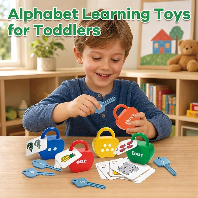 Montessori Lock and Key Toddler Toys, Cause and Effect Sensory Learning Toys for 1 2 3 Year Old, Number Counting & Matching Game, Fine Motor Skills Preschool Travel Activities - Image 8