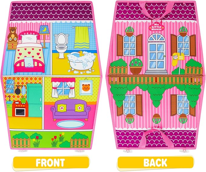 OKOOKO Dress Up House Felt Board 35PCS Double-Sided Foldable Dress Up Teaching Girls Toy Preschool Crafts Storytelling Early Learning Interactive Play Kit for Toddlers Kids - Image 6