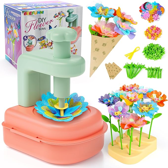 beefunni Flower Bouquet Craft Kit, Valentines Day Gifts for Kids, DIY Crafts Toys for Kids Ages 4-8, Educational Flower-Making Toy for Toddler, Birthday Gift for 4 5 6 7 8+ Year Old Girls and Boys