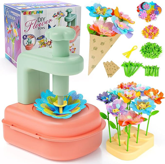 beefunni Flower Bouquet Craft Kit, Valentines Day Gifts for Kids, DIY Crafts Toys for Kids Ages 4-8, Educational Flower-Making Toy for Toddler, Birthday Gift for 4 5 6 7 8+ Year Old Girls and Boys