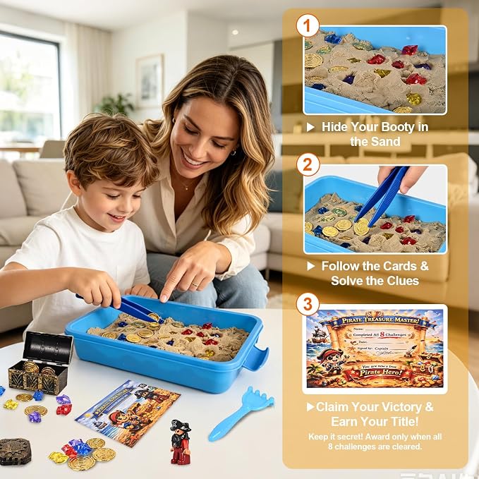 Pirate Treasure Chest Sensory Bin for Kids with Sensory Sand - Image 4