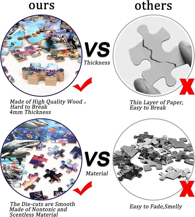 LELEMON Puzzles for Kids Ages 4-6 6-8 8-10 100 Pieces Jigsaw Puzzles for Kids Underwater World Ocean Learning Educational Puzzles Portable Box Pack Toy for Boys and Girls - Image 3