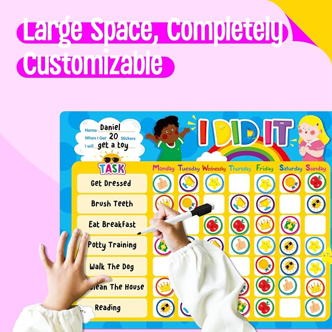 Magnetic Reward Chart, Dry Erase Task Board-One Chart & 72 Magnetic Reward Magnets, Behavior Tracker for Daily Routine, Potty Training - Image 4