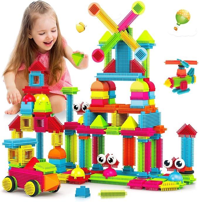 Contixo 144 pcs Bristle Shape 3D STEM Building Toys, Construction Learning Stacking Educational Block, Creativity Beyond Imagination, Inspirational, Safe & Durable, Recreational Toy for Kids Ages 3-8 by Contixo