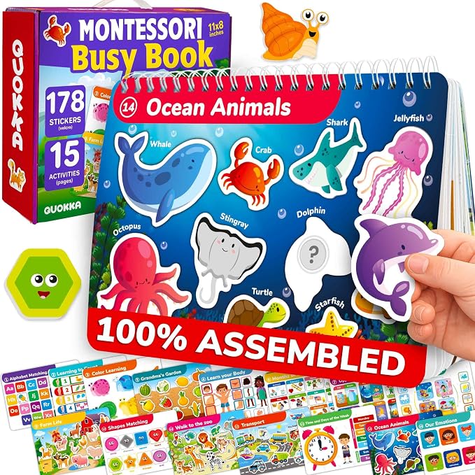 Montessori Busy Book for Toddlers 3-5 — Learning Toys for Kids 1-3 and 2-4 by QUOKKA