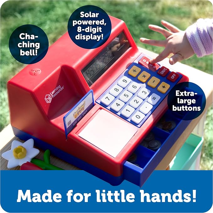 Learning Resources Pretend & Play Calculator Register Toy - Kids Play Set & Credit Card Toy, Register for Kids, Pretend Grocery Store Shopping Playset for Toddlers, Teaching Math Set - Image 4