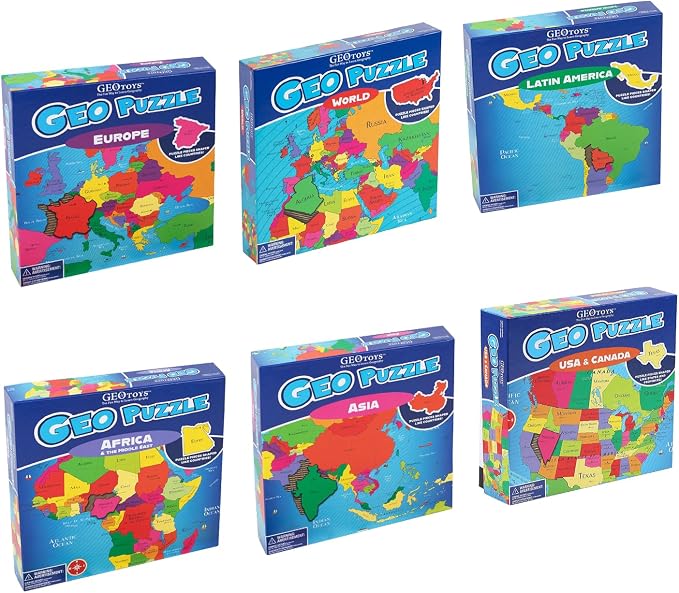 GeoPuzzle 6 Sets Individual Jigsaw Puzzles, Map Puzzle for Kids Ages 6 &Up - Image 5