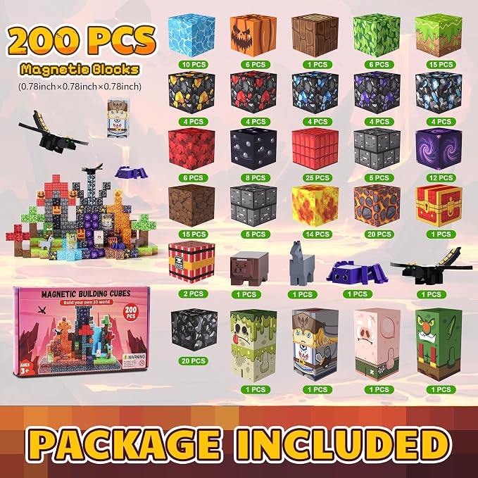 200PCS Magnetic Blocks, Magnetic Building Blocks, 0.78in Magnetic Building - Image 2