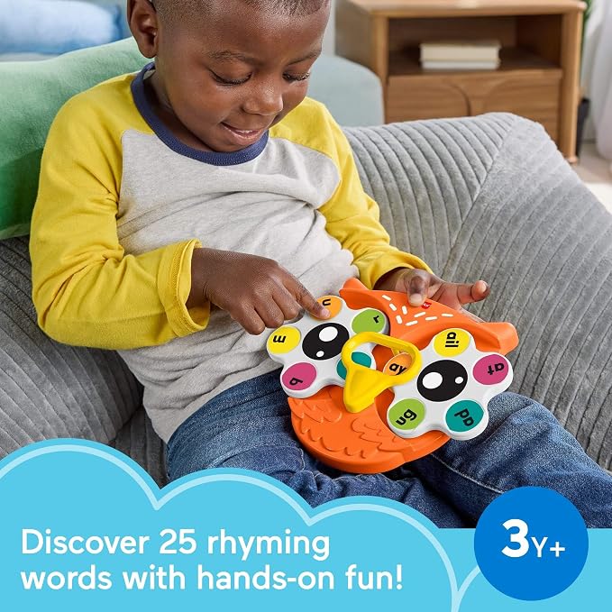 Fisher-Price Preschool Learning Toy Spin ‘n Rhyme Fidget Spinner, Owl-Themed Early Reading Activity for Kids Ages 3+ Years - Image 2