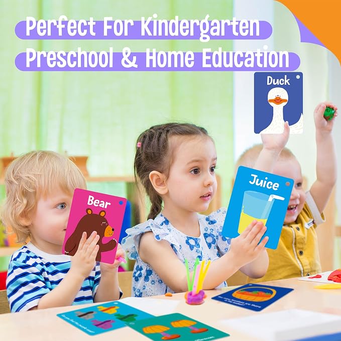 110 PCS Sight Word Flashcards, Double Sided Cards- Alphabet, Foods, Animals, Home Object with 4 Reclosable Rings, Early Learning Tool for Pre-K Kindergarten Toddlers - Image 6