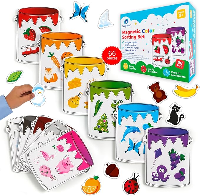 Simply magic 11 Jars Magnetic Color Sorting Set, Learning Colors Magnets by SimplyMagic