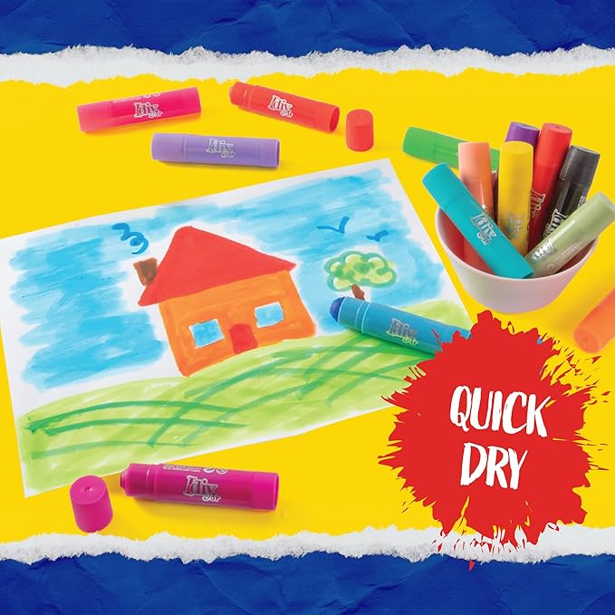 Tempera Paint Sticks- 12 Pack of Pastel Colors- Mess Free Washable Paint, Quick Dry Non-Toxic Arts & Crafts, Classroom School Supplies, Christmas Stocking Stuffers, Holiday Gift Set for Kids & Adults